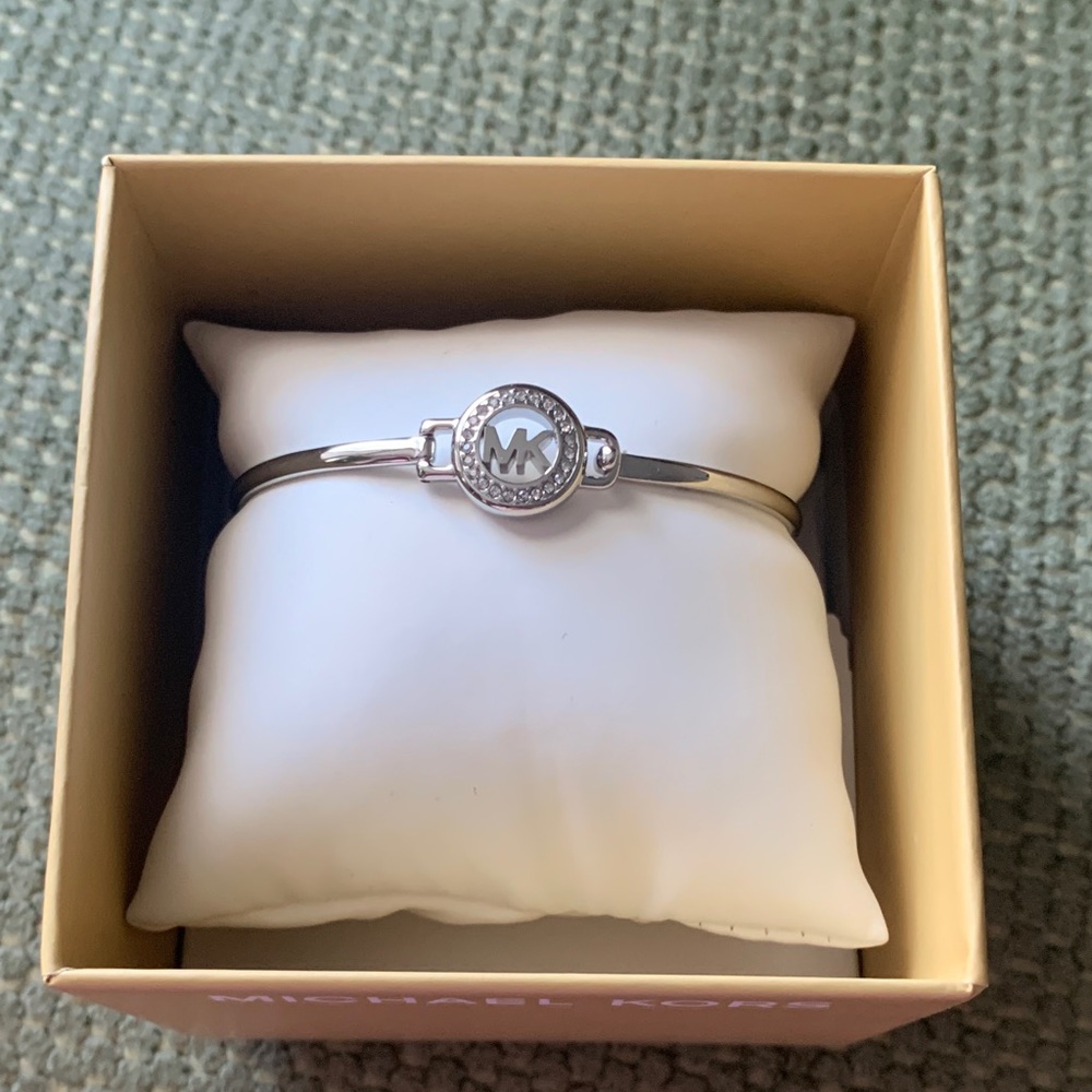 Michael Kors Silver Logo Bangle Bracelet